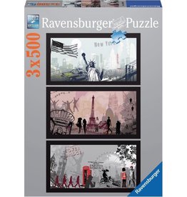 Ravensburger Ravensburger puzzel   162888 Artistieke Steden  3x500  (1500) stukjes