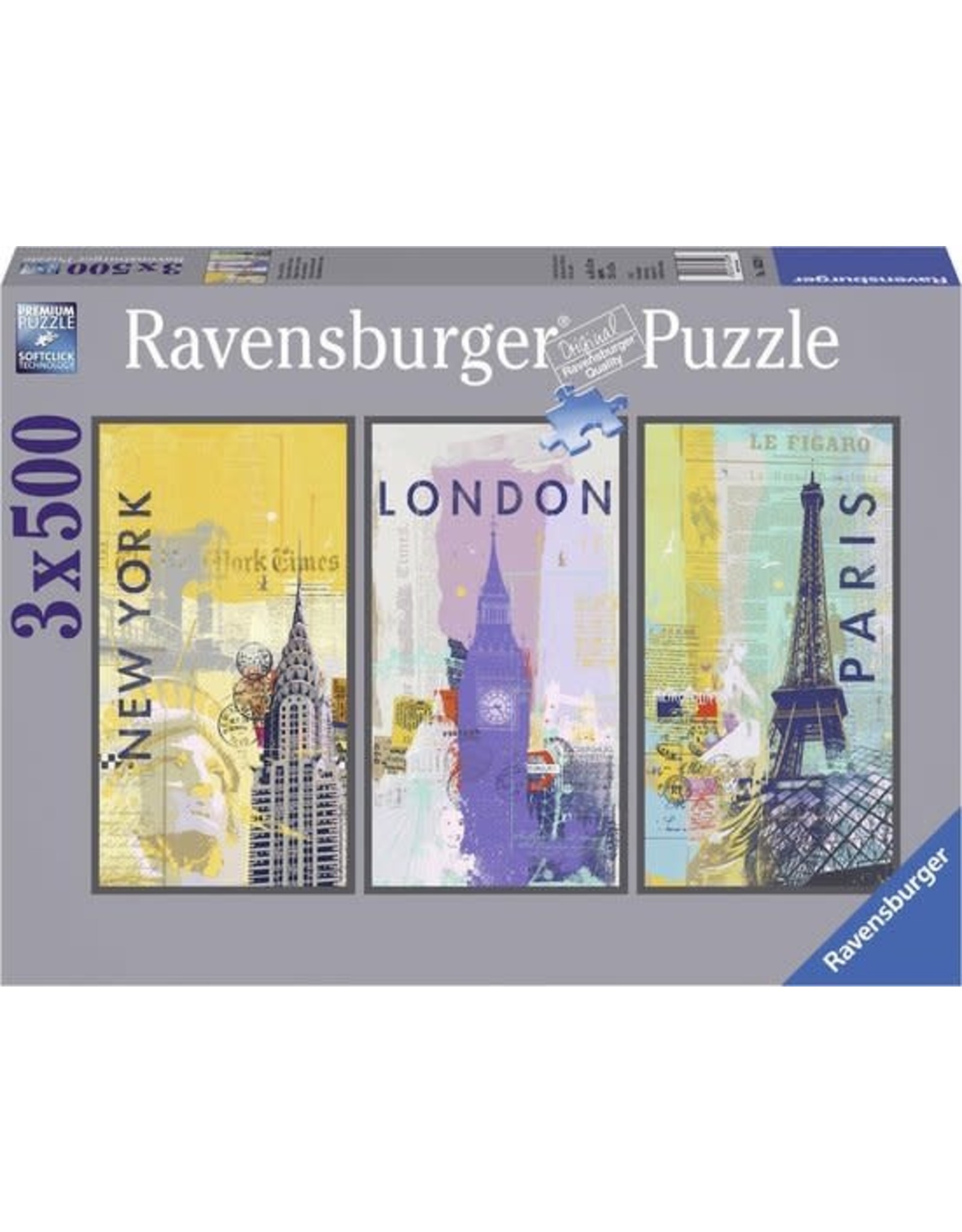 Ravensburger Ravensburger puzzel 163298 Reis om de Wereld 3x500  (1500 )stukjes