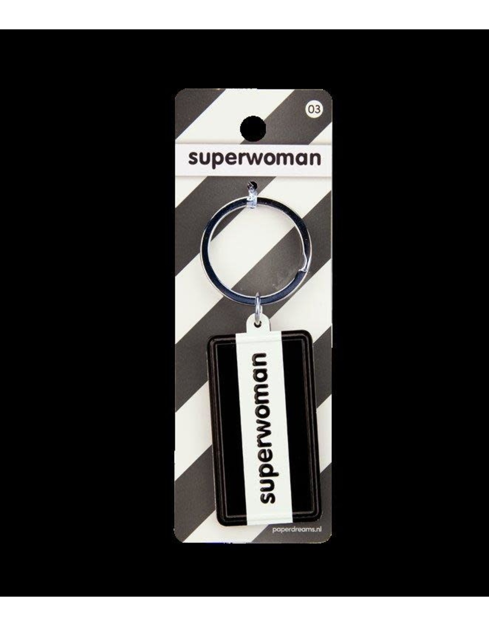 Paper Dreams Black & White Sleutelhanger - Superwoman