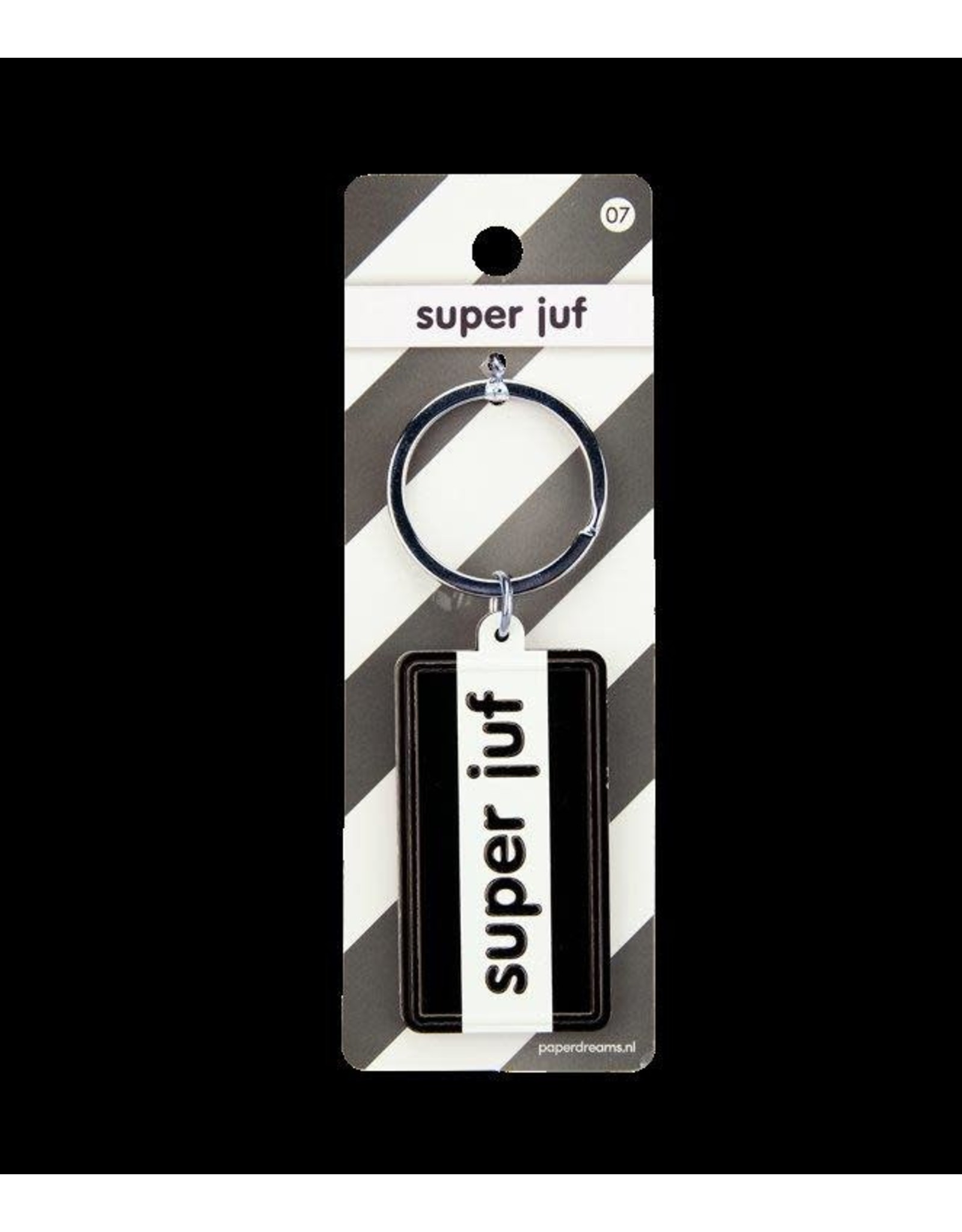 Paper Dreams Black & White Sleutelhanger - Super juf