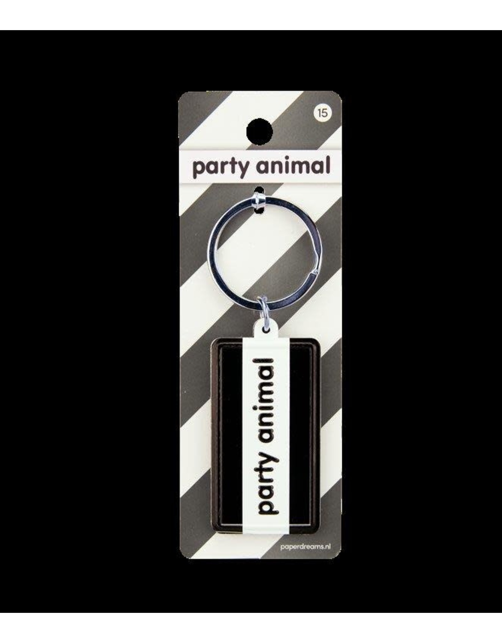 Paper Dreams Black & White Sleutelhanger - Party animal