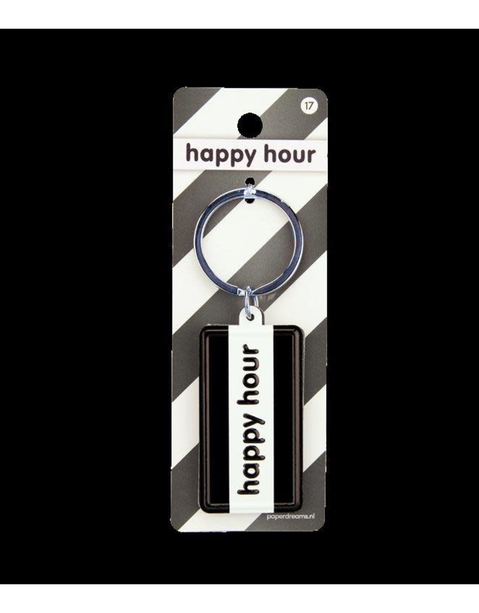 Paper Dreams Black & White Sleutelhanger - Happy hour