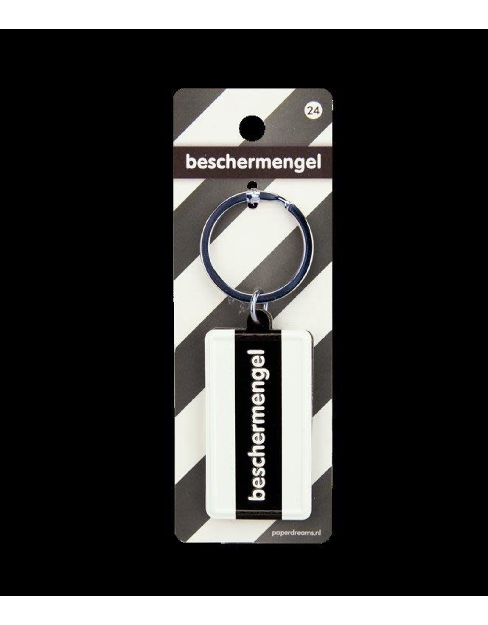 Paper Dreams Black & White Sleutelhanger - Beschermengel