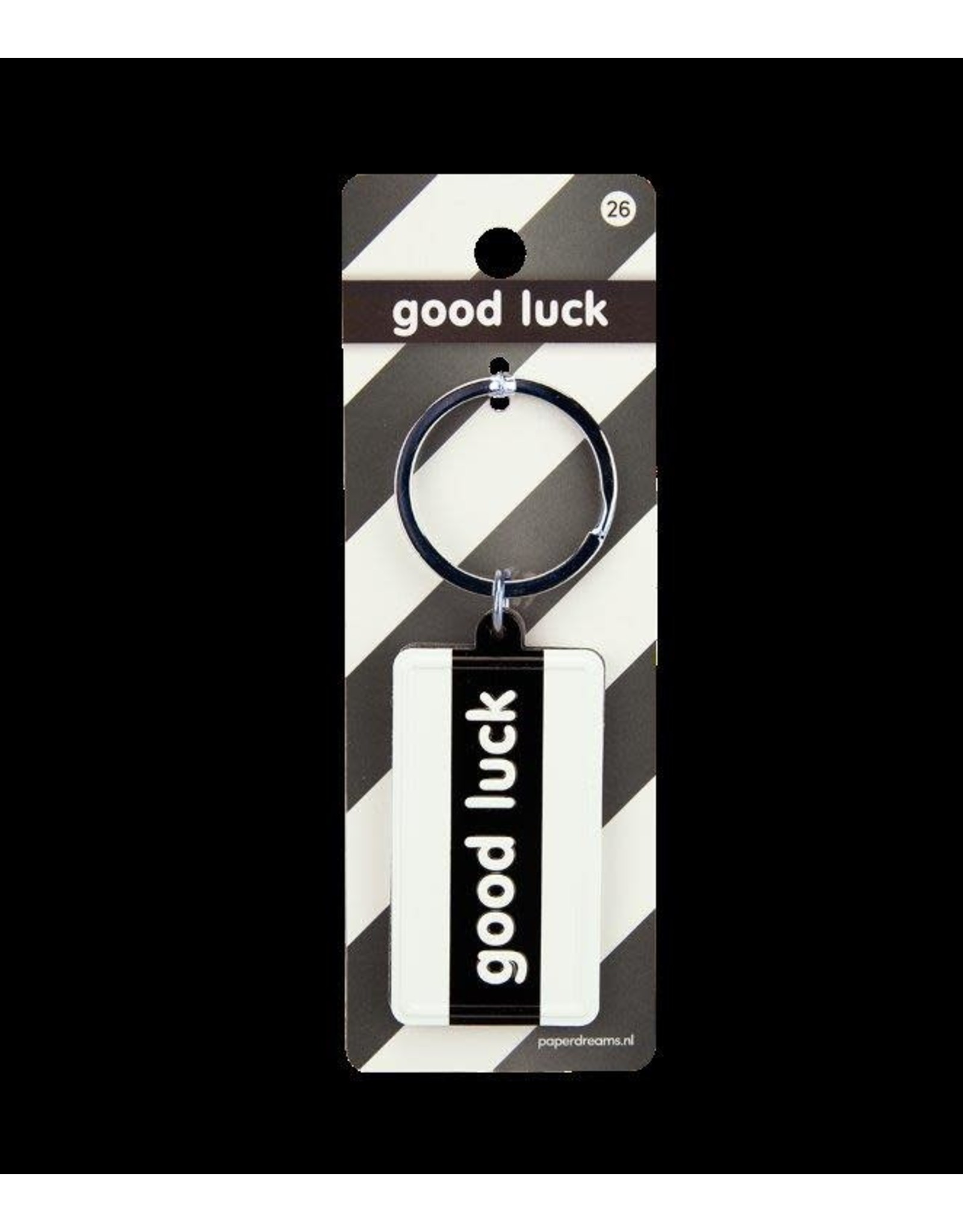 Paper Dreams Black & White Sleutelhanger - Good luck
