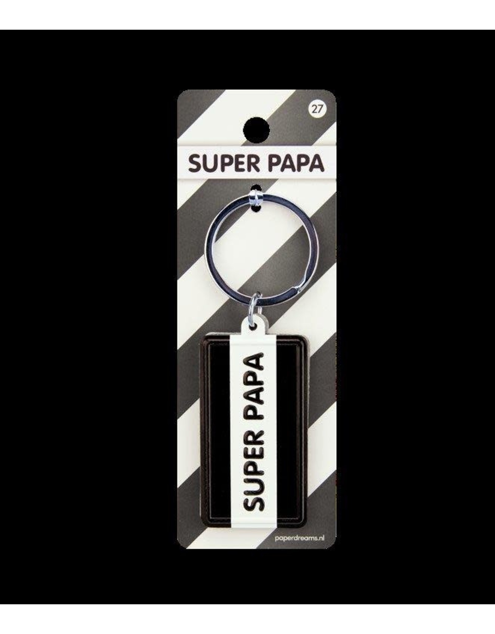 Paper Dreams Black & White Sleutelhanger - Super papa