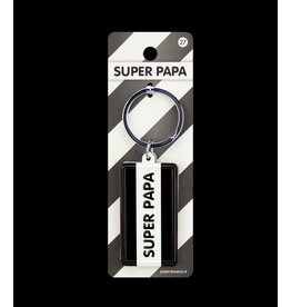 Paper Dreams Black & White Sleutelhanger - Super papa