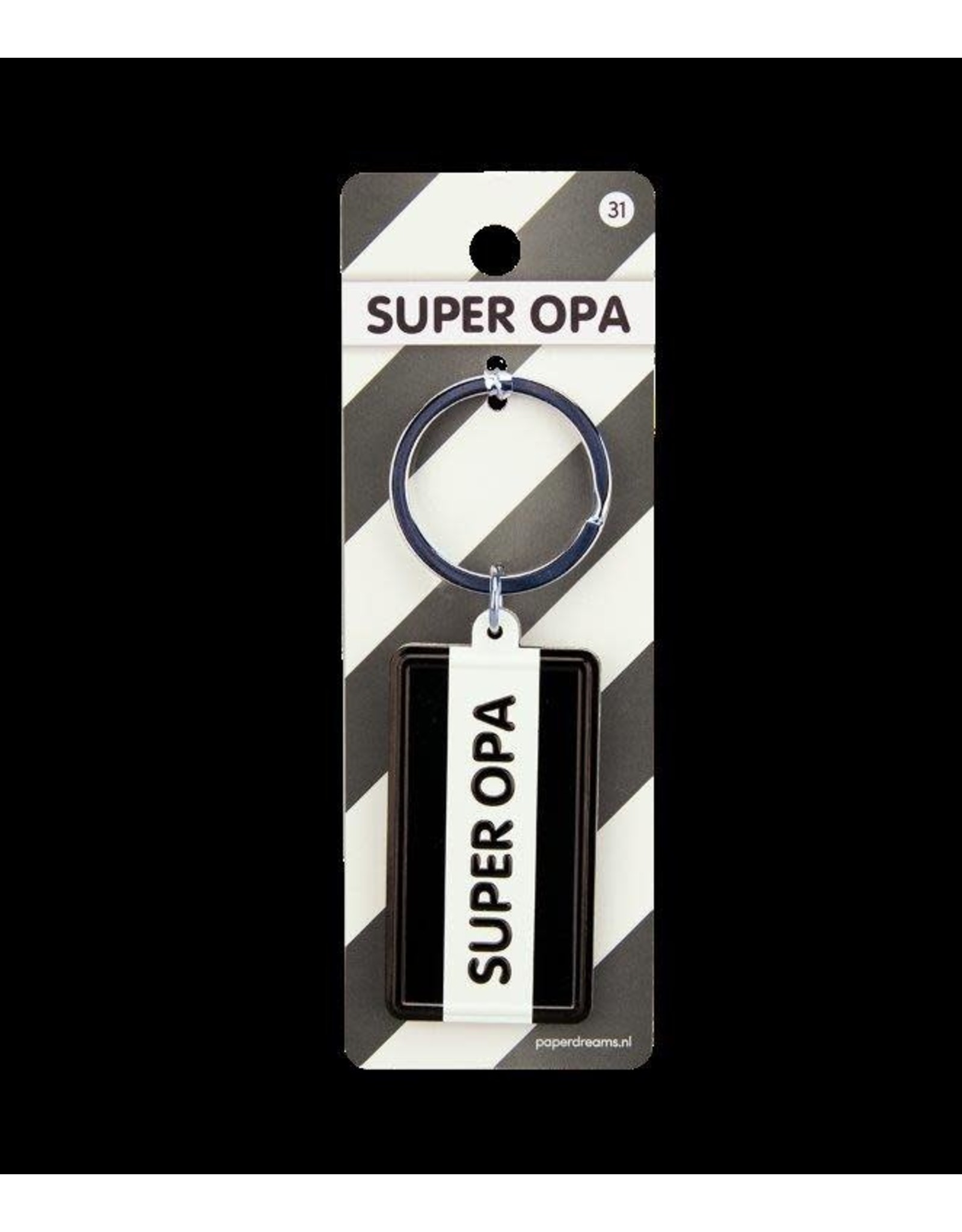 Paper Dreams Black & White Sleutelhanger - Super opa