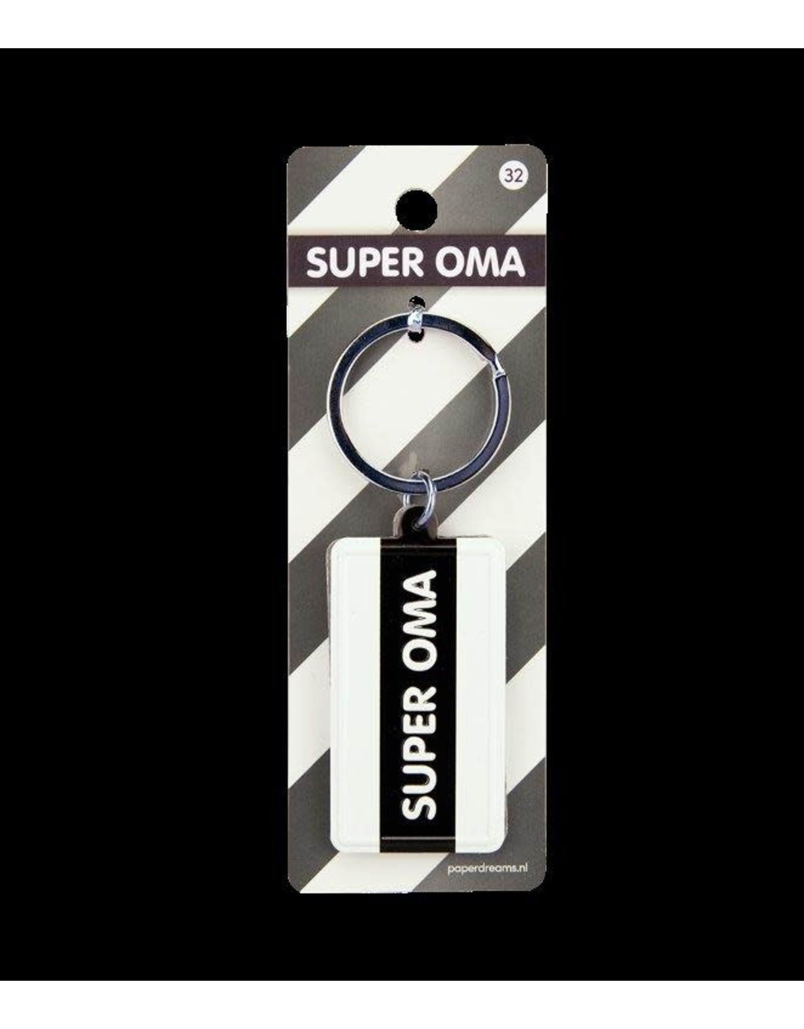 Paper Dreams Black & White Sleutelhanger - Super oma