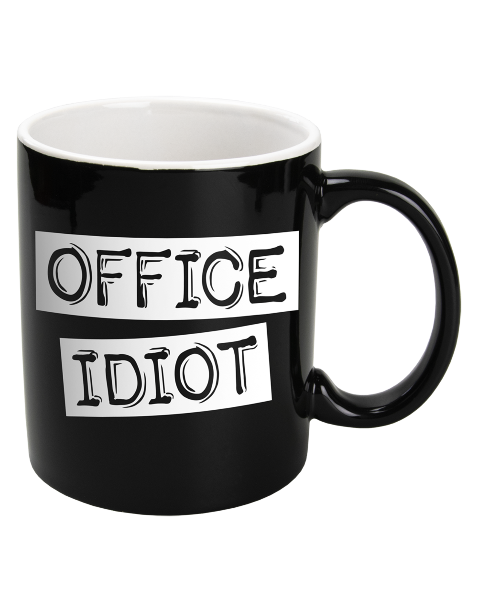 Paper Dreams Black & White Mok - Office Idiot , Zwart