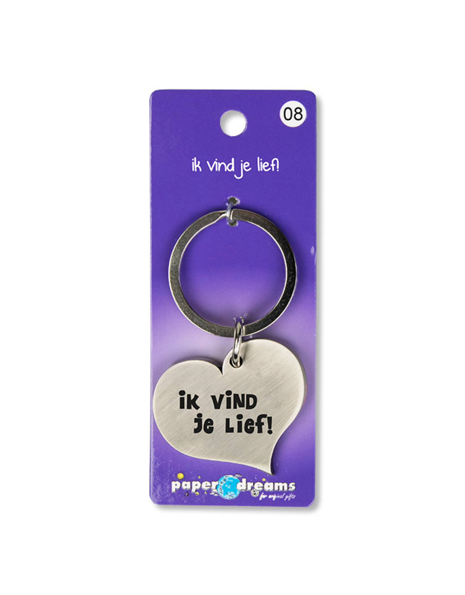 Paper Dreams Sleutelhanger Hart Metaal –  Ik Vind Je Lief!