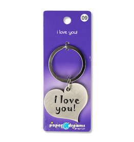 Paper Dreams Sleutelhanger Hart Metaal – I Love You!