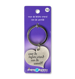 Paper Dreams Sleutelhanger Hart Metaal – Voor De Liefste Vriend Vd Wereld!