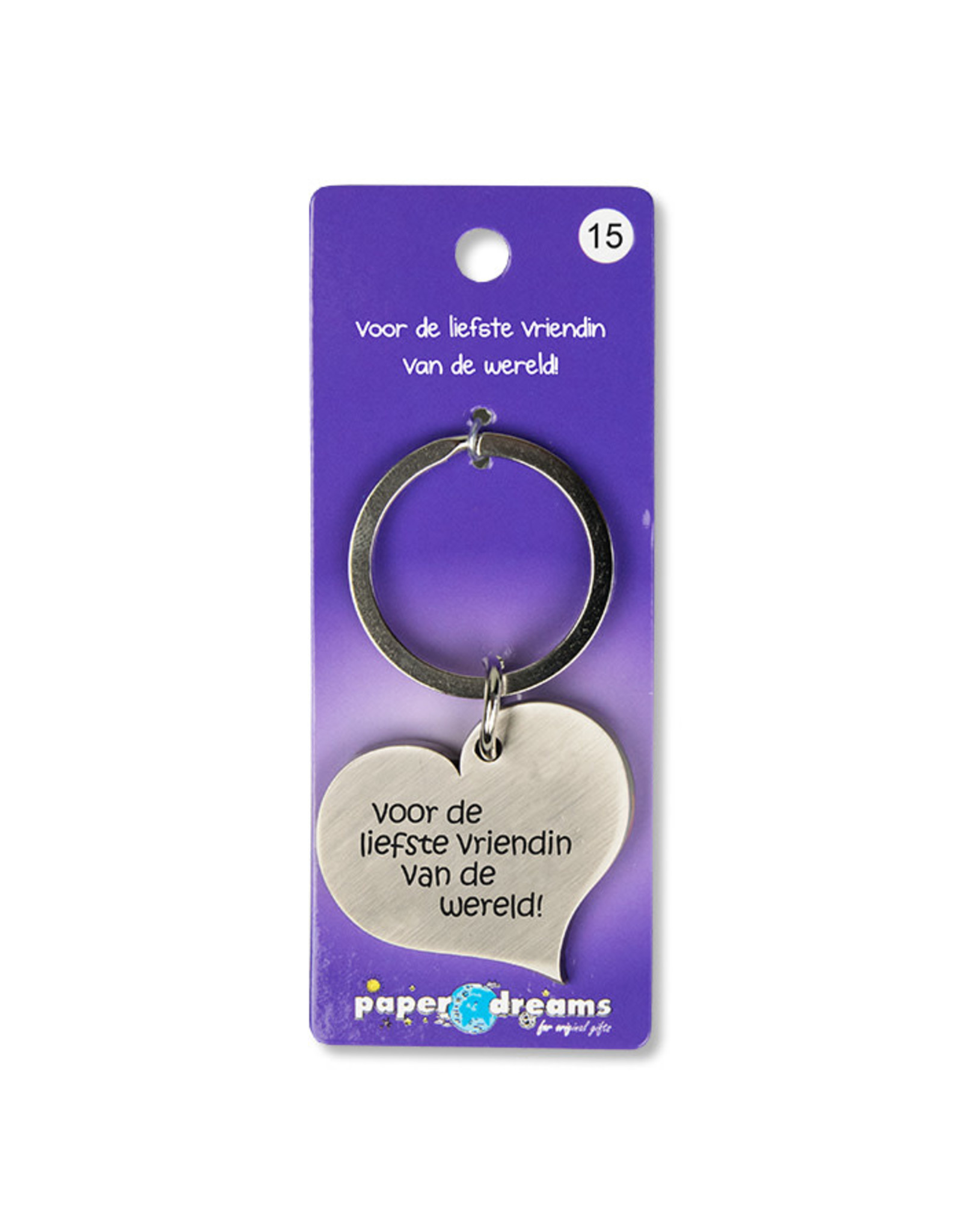 Paper Dreams Sleutelhanger Hart Metaal – Voor De Liefste Vriendin Vd Wereld!