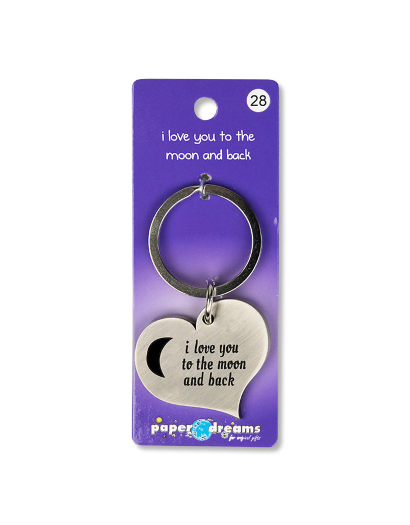 Paper Dreams Sleutelhanger Hart Metaal – I Love You To The Moon And Back