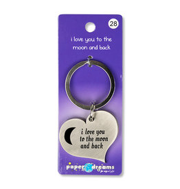 Paper Dreams Sleutelhanger Hart Metaal – I Love You To The Moon And Back