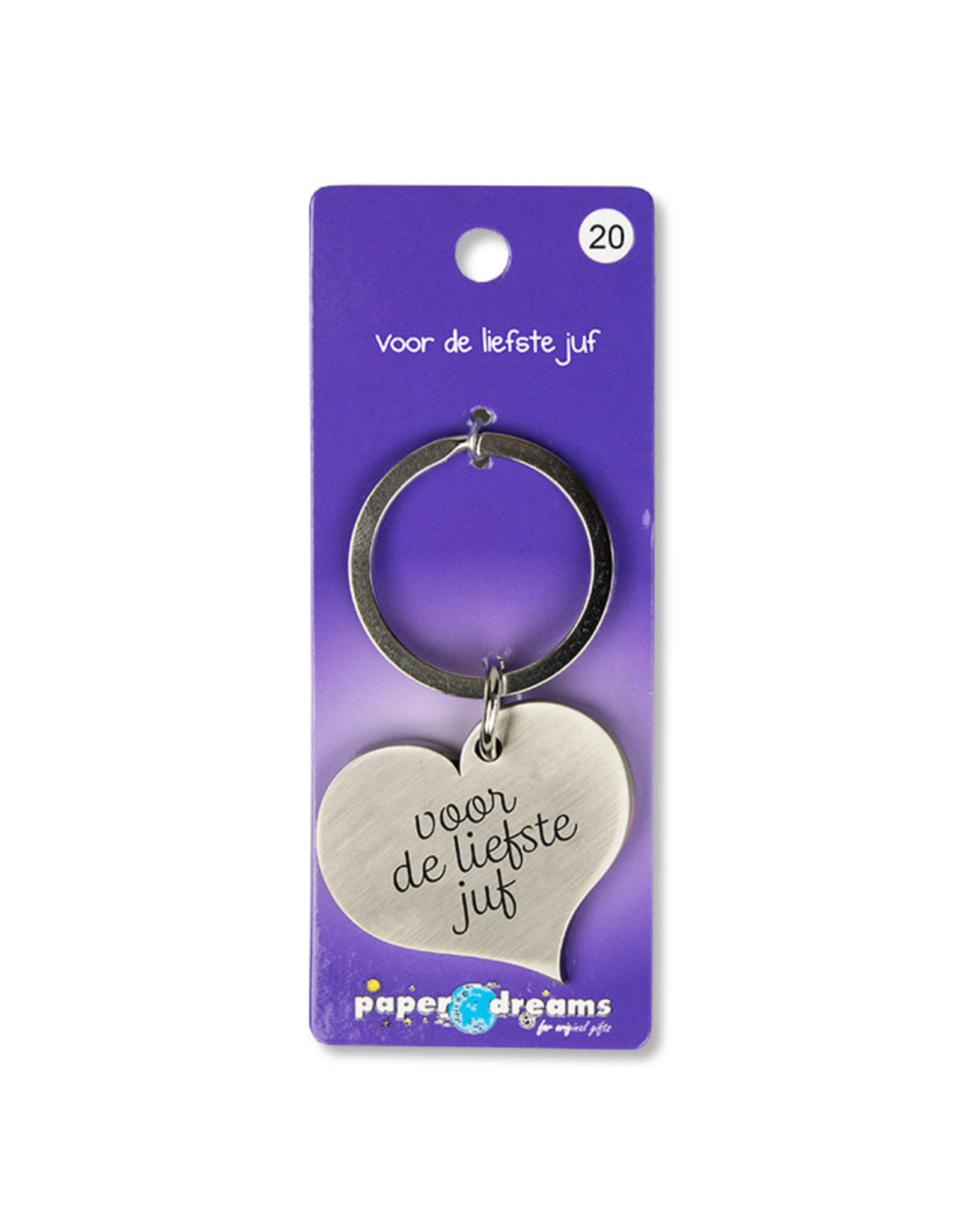 Paper Dreams Sleutelhanger Hart Metaal – Liefste Juf