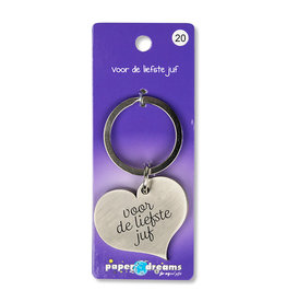 Paper Dreams Sleutelhanger Hart Metaal – Liefste Juf