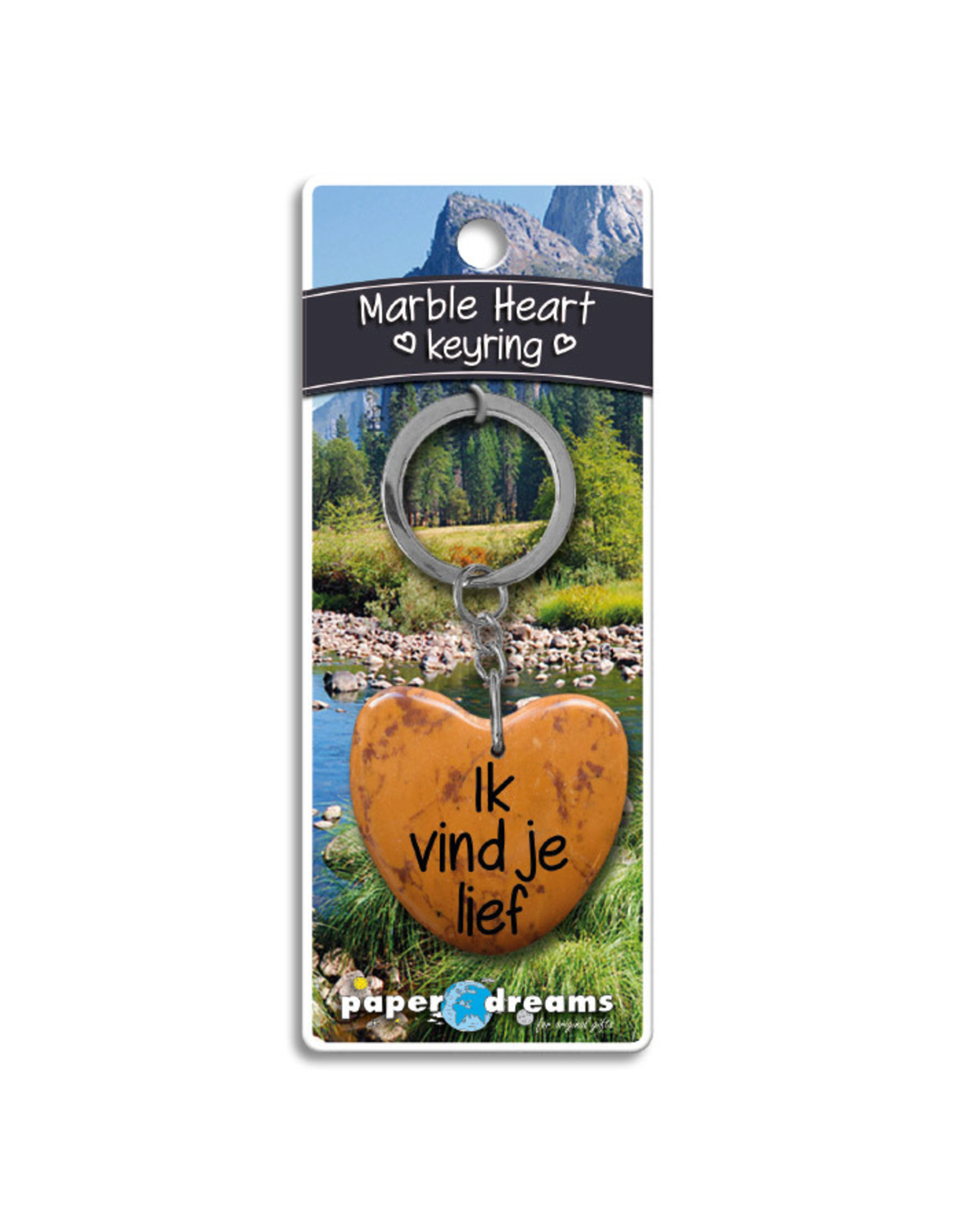 Paper Dreams Sleutelhanger Hart Marmer - Ik Vind Je Lief