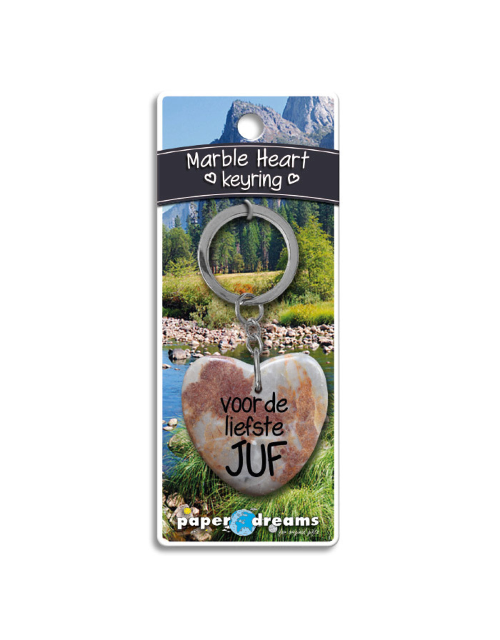 Paper Dreams Sleutelhanger Hart Marmer - Liefste Juf