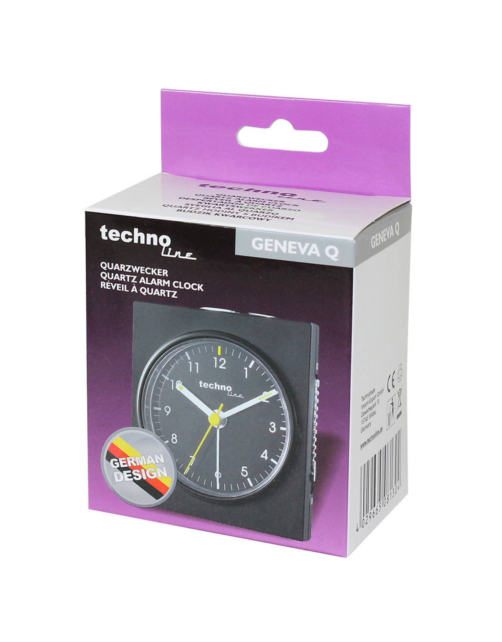 Technoline Technoline Geneva Q Kwartsklok zwart met alarm en sluimerfunctie