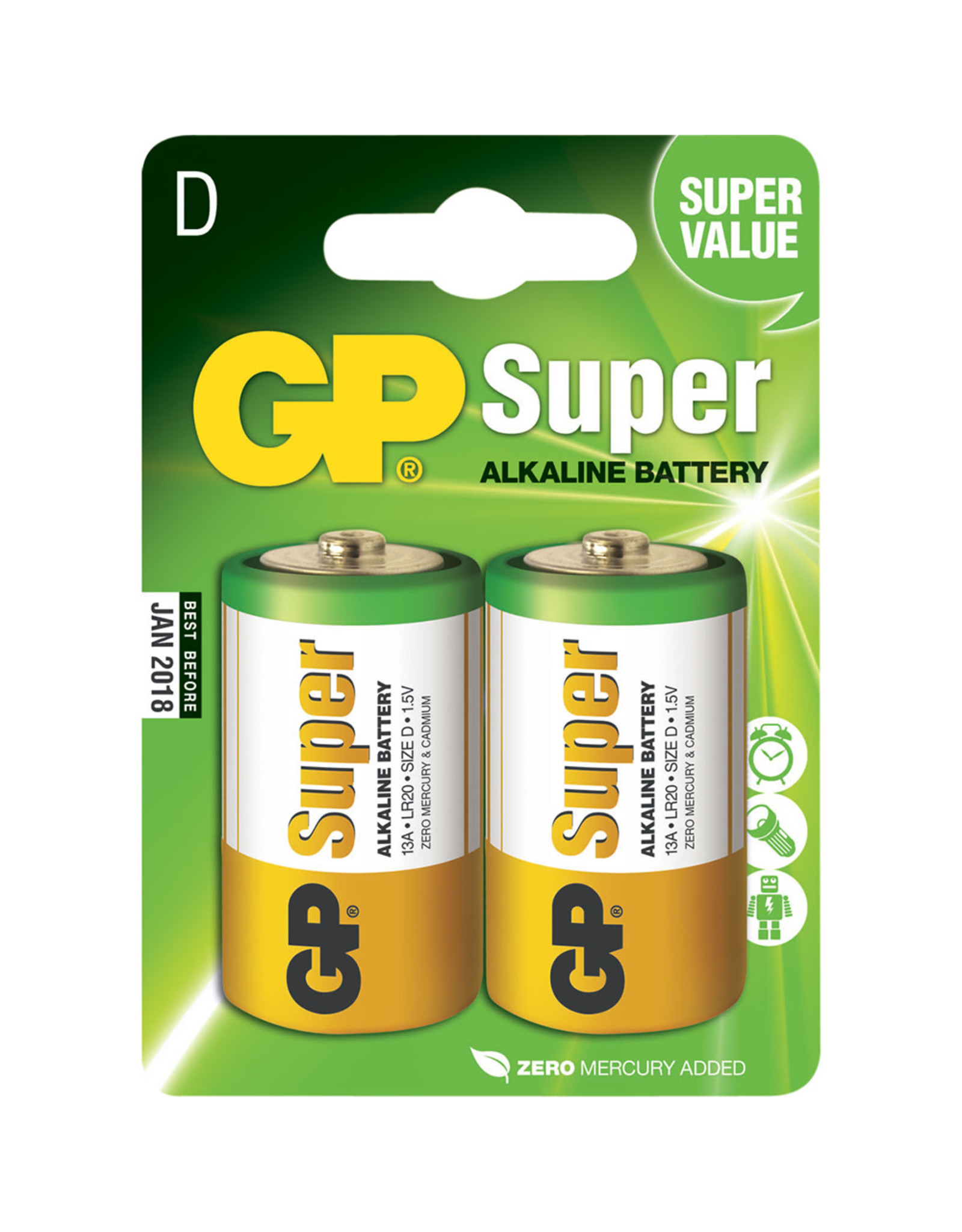 GP GP Batterij  Super Alkaline D   1.5V  2-pack