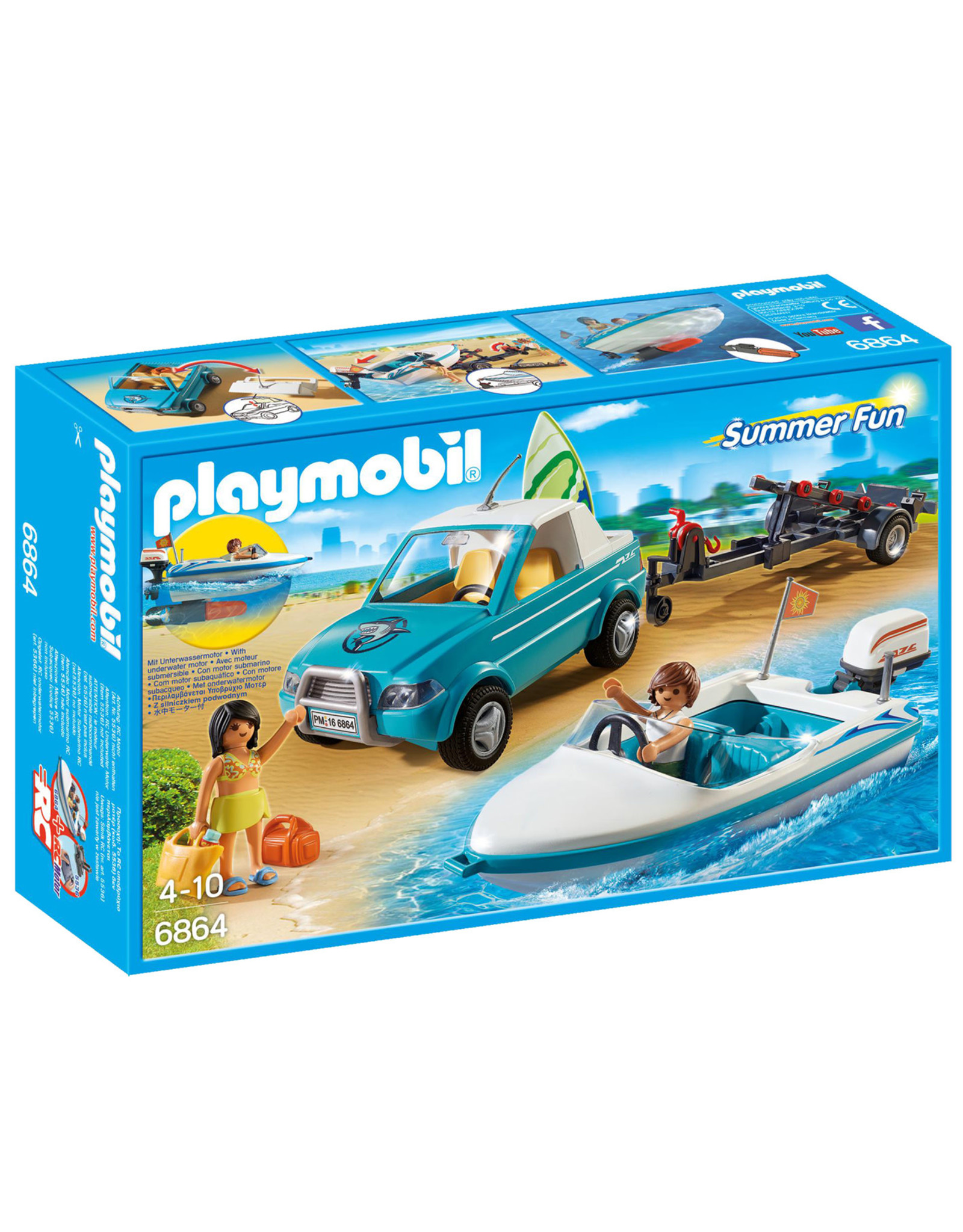 Playmobil Playmobil Summer Fun 6864 Pick-Up met Speedboot en Onderwatermotor