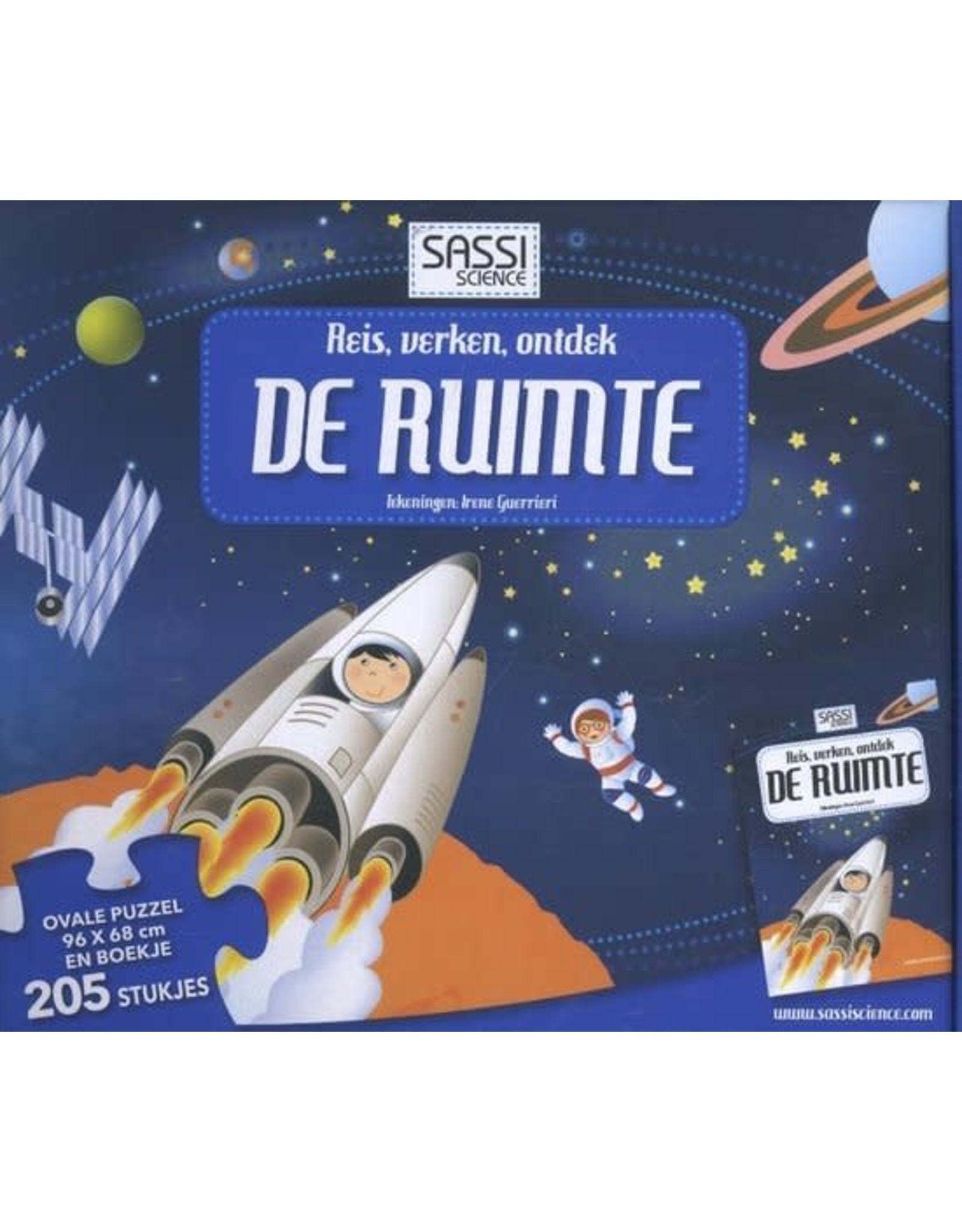 Sassi Science Sassi  Reis, werken en ontdek De Ruimte  puzzel+boekje  205 stukjes