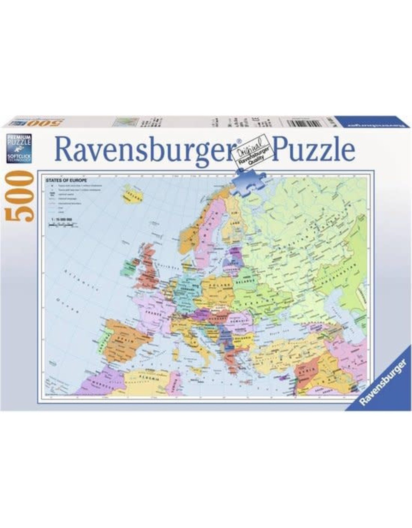 Ravensburger Ravensburger Puzzel 144303  Politieke Kaart Van Europa 500 stukjes