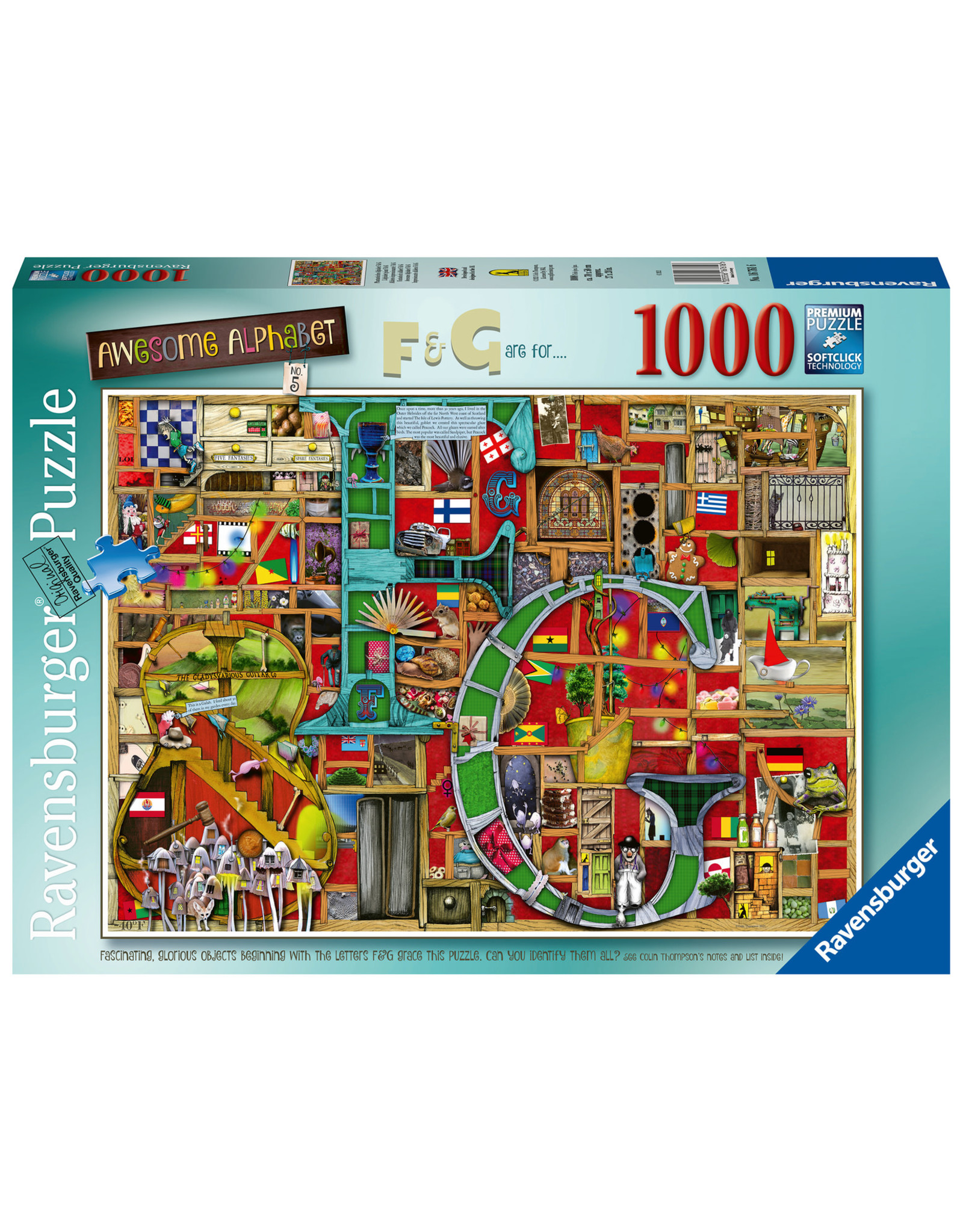 Ravensburger Ravensburger Puzzel Colin Thompson167616 Awesome Alphabet F & G 1000 stukjes