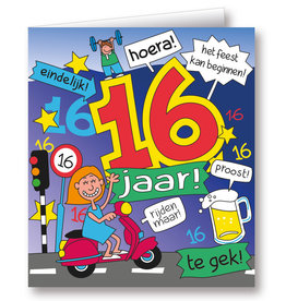 Paper Dreams Wenskaarten - 16 Jaar Cartoon