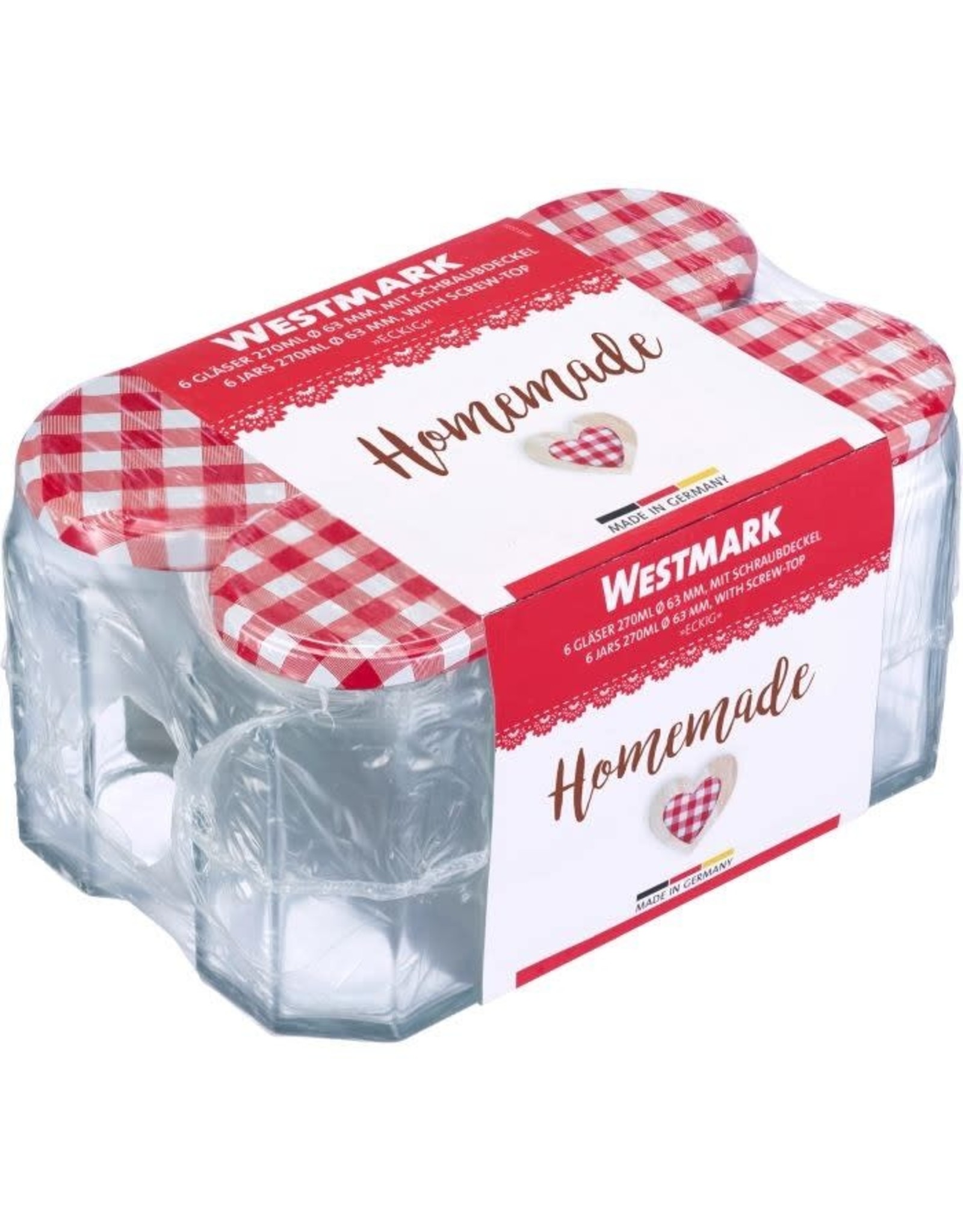 Westmark Westmark Set van Glazen Zeskant met Schroefdeksel- 6 Stuks (270ml,  ø 63mm)