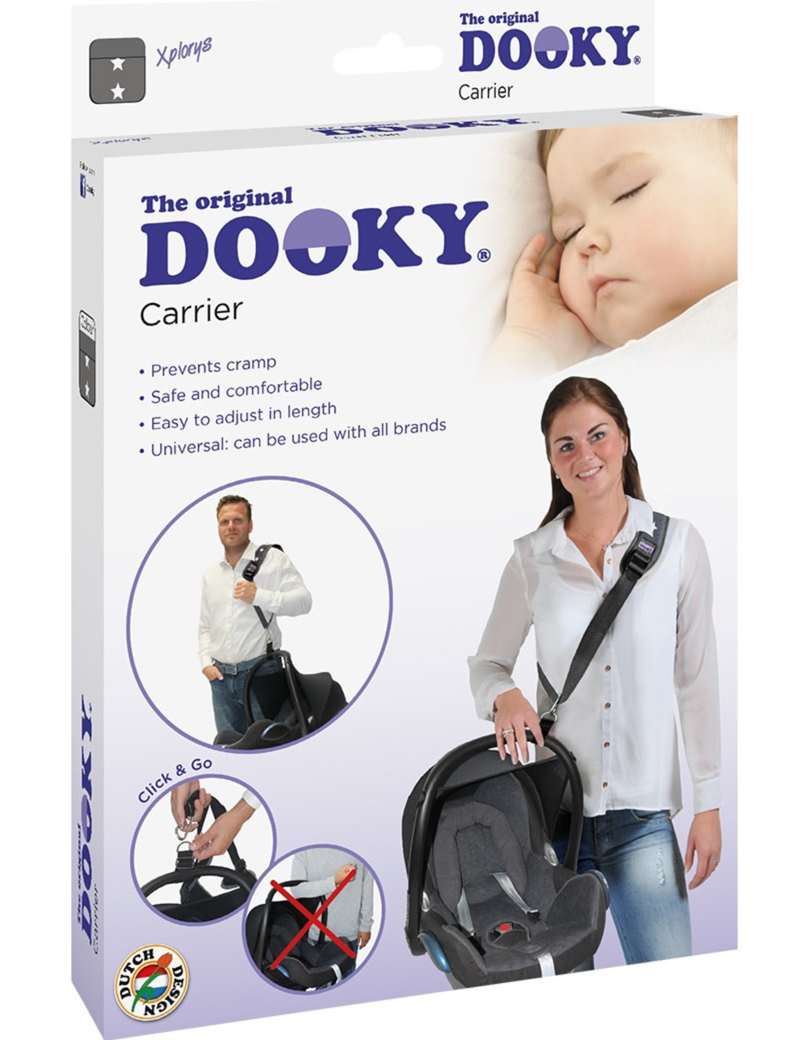Dooky Dooky Draagriem Autostoel 0+ Grijs met Witte Sterren