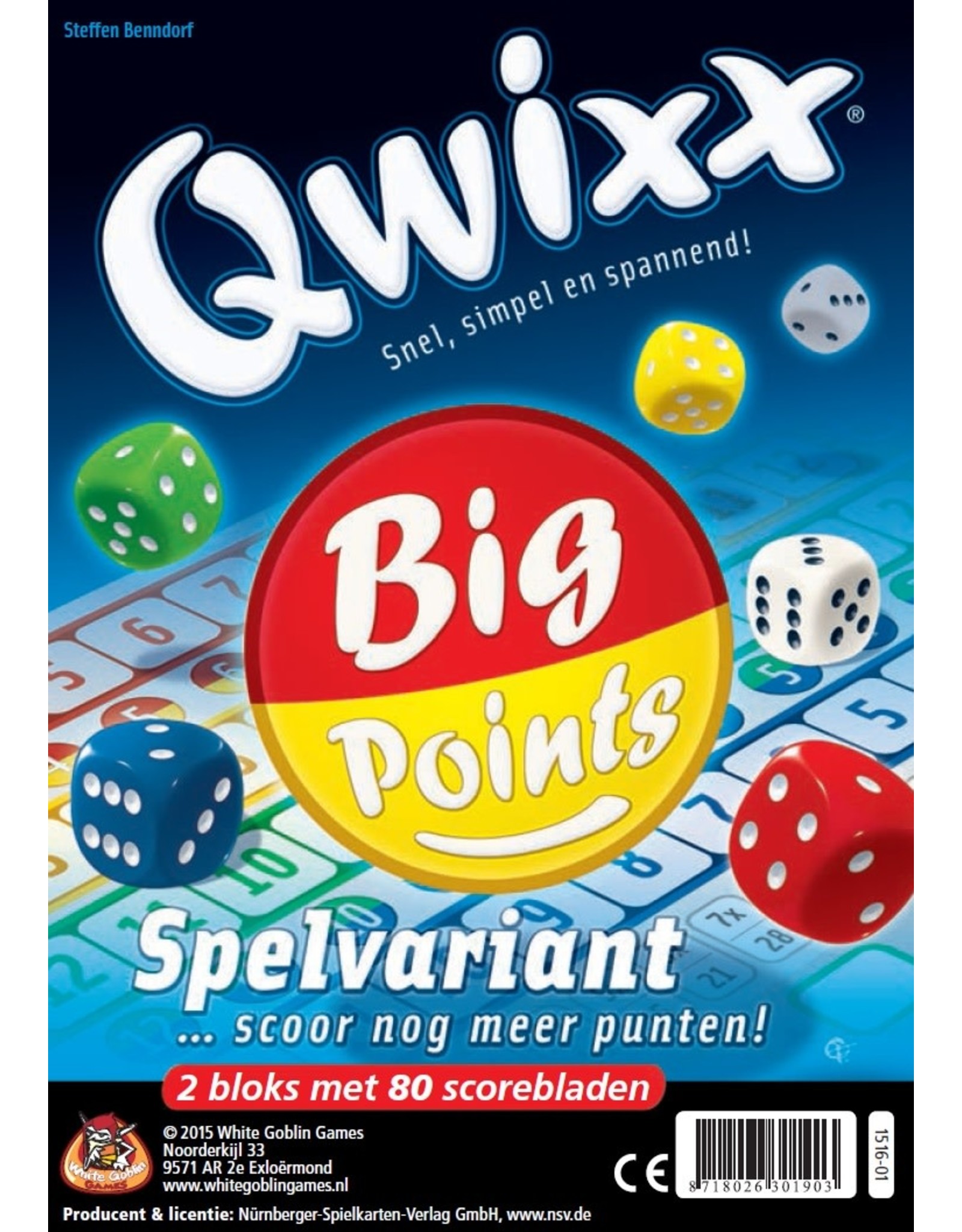 White Gobelin Games White Gobelin Games Qwixx Big Points - 2 Scorebloks