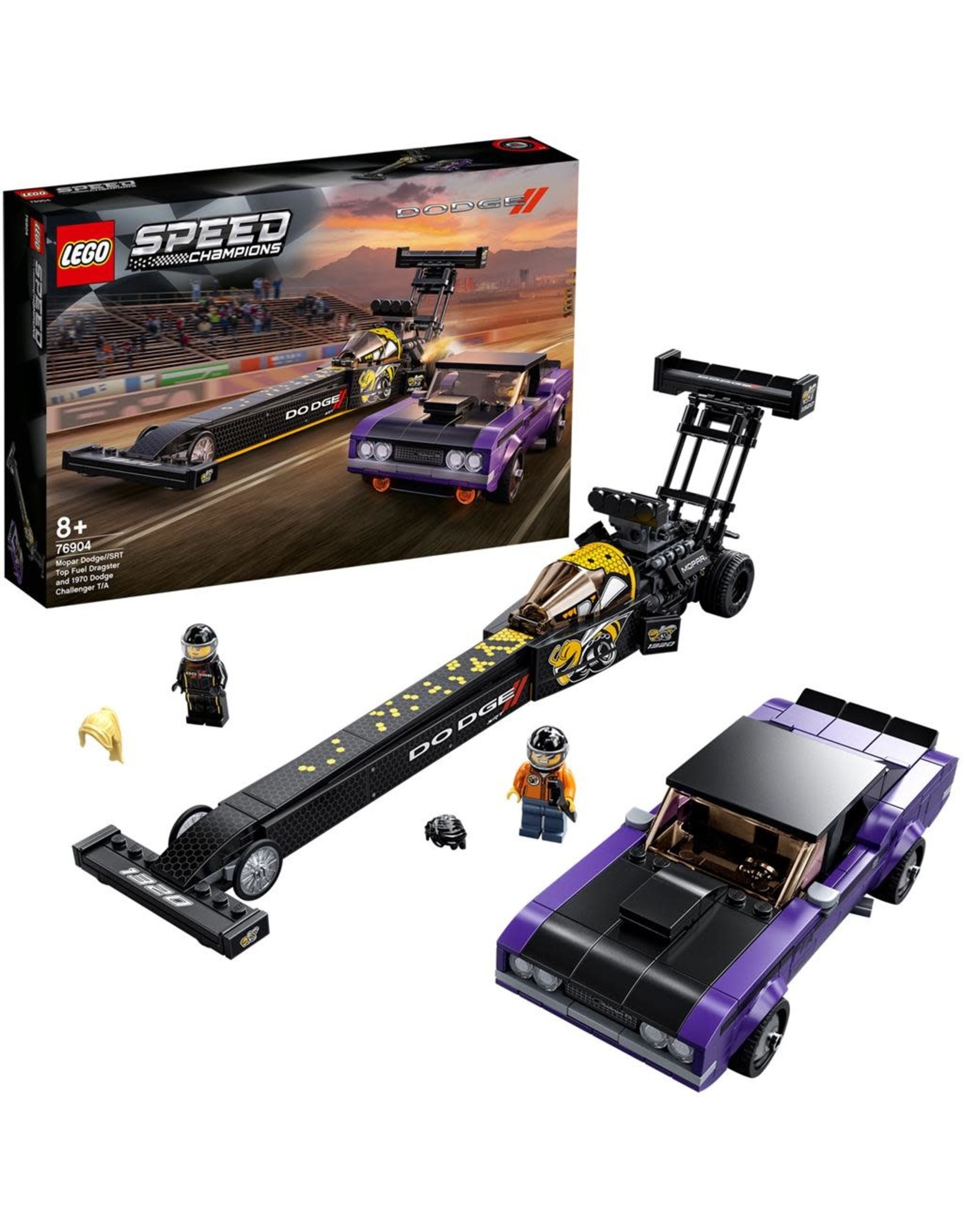 LEGO Lego Speed Champions 76904 Mopar Dodge//SRT Top Fuel Dragster en 1970 Dodge Challenger T/A