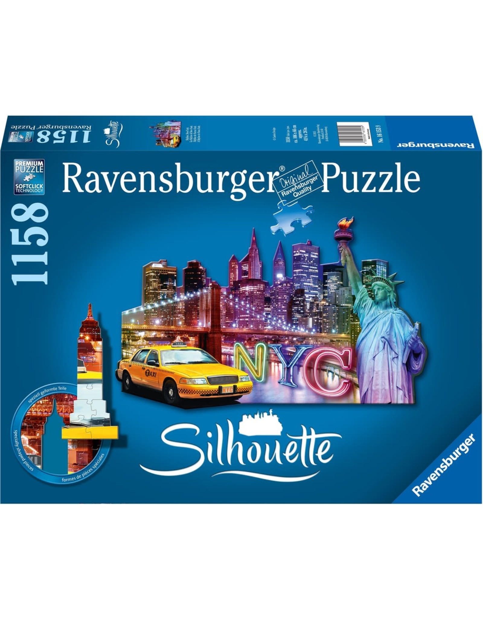 Ravensburger Ravensburger puzzel 161539 Silhouettte Skyline, New York - 1158 stukjes