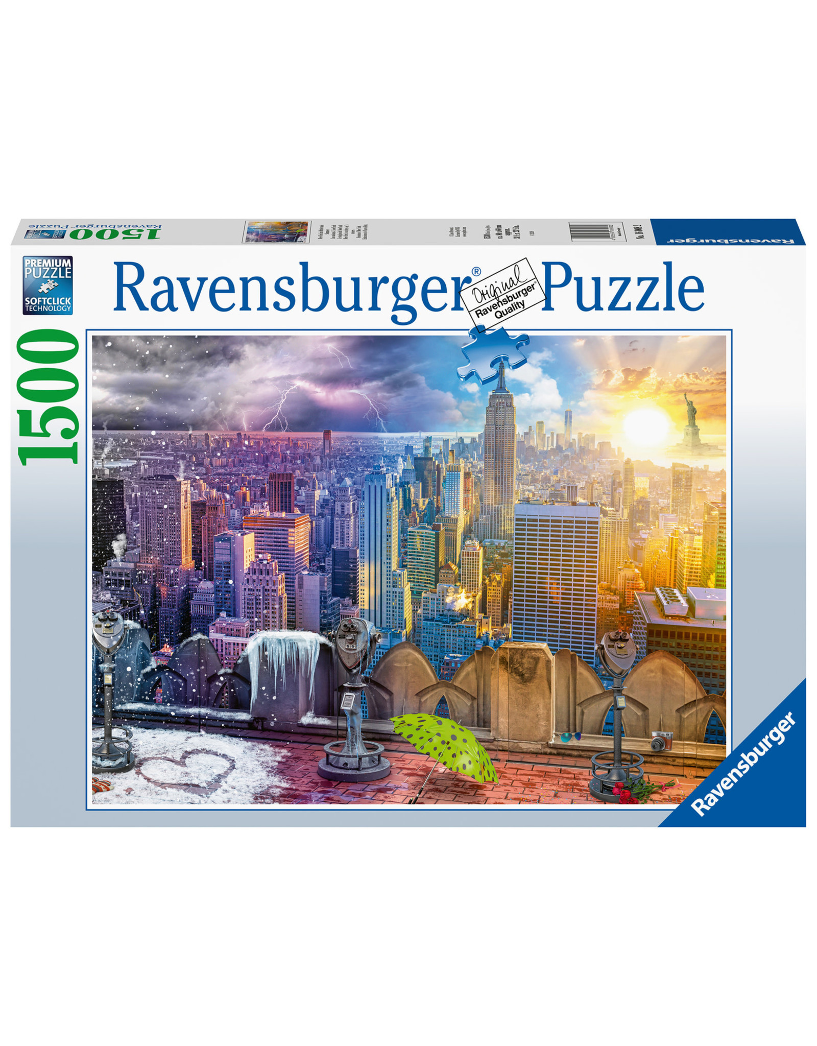 Ravensburger Ravensburger puzzel 160082 New York 's winters en zomers 1500 stukjes