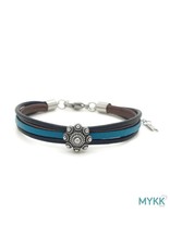 Mykk Zeeuwse Knop Armband  Leer Zwart, Bruin en Turquoise