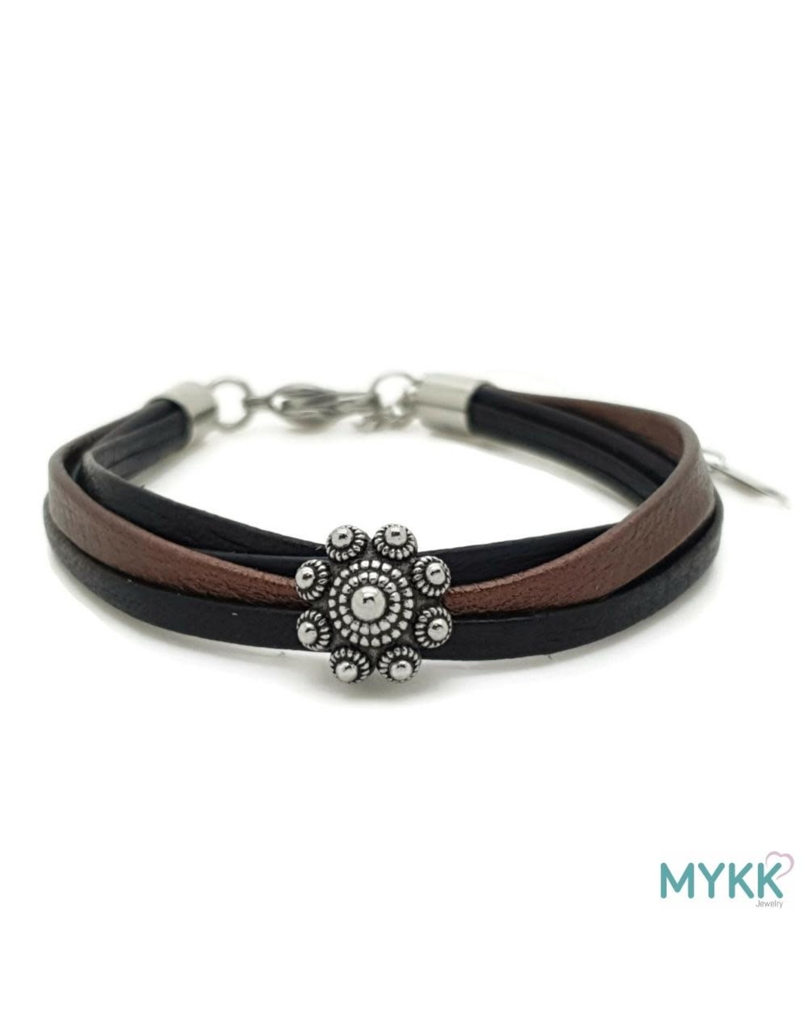 Mykk Zeeuwse Knop Armband Leer Zwart, Bruin en Blauw