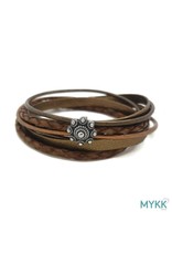 Mykk Zeeuwse Knop Armband Dubbel - Bruin/Koper