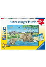 Ravensburger Ravensburger Puzzel 050956 Jonge dieren uit de Hele Wereld (2x12 Stukjes)