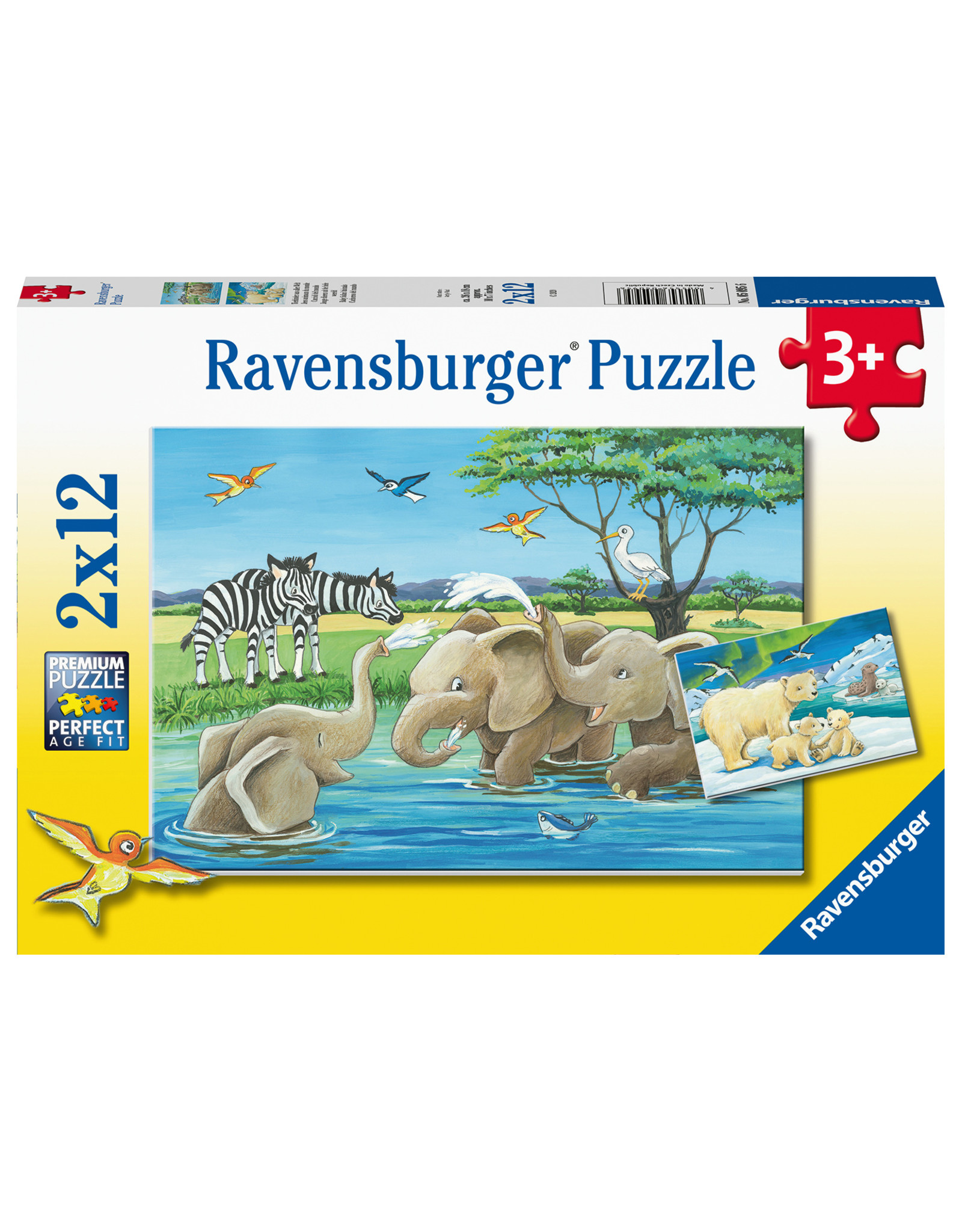 Ravensburger Ravensburger Puzzel 050956 Jonge dieren uit de Hele Wereld (2x12 Stukjes)