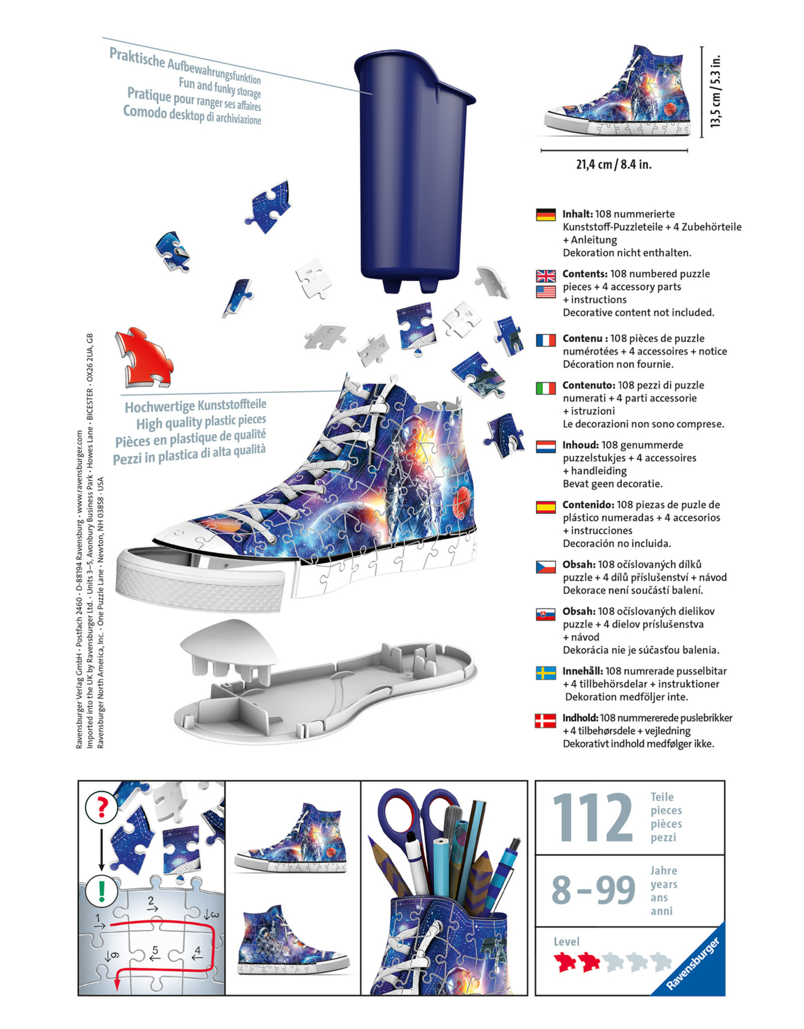 Ravensburger Ravensburger 3D Puzzel 112517 Sneaker Astronauts / Galaxy (108 Stukjes)