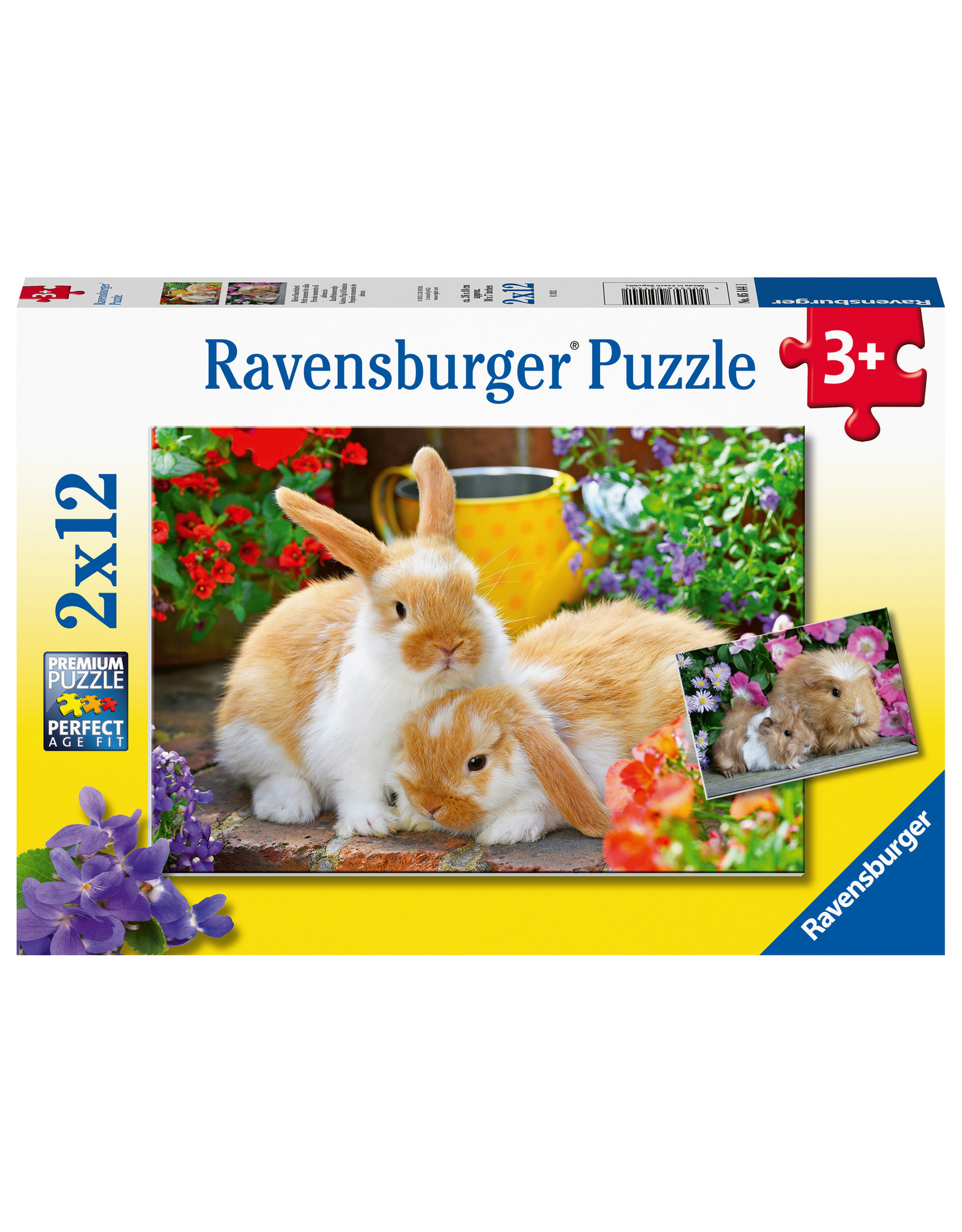 Ravensburger Ravensburger Puzzel 051441 Konijnen en Cavia's Knuffeltijd (2x12 Stukjes)