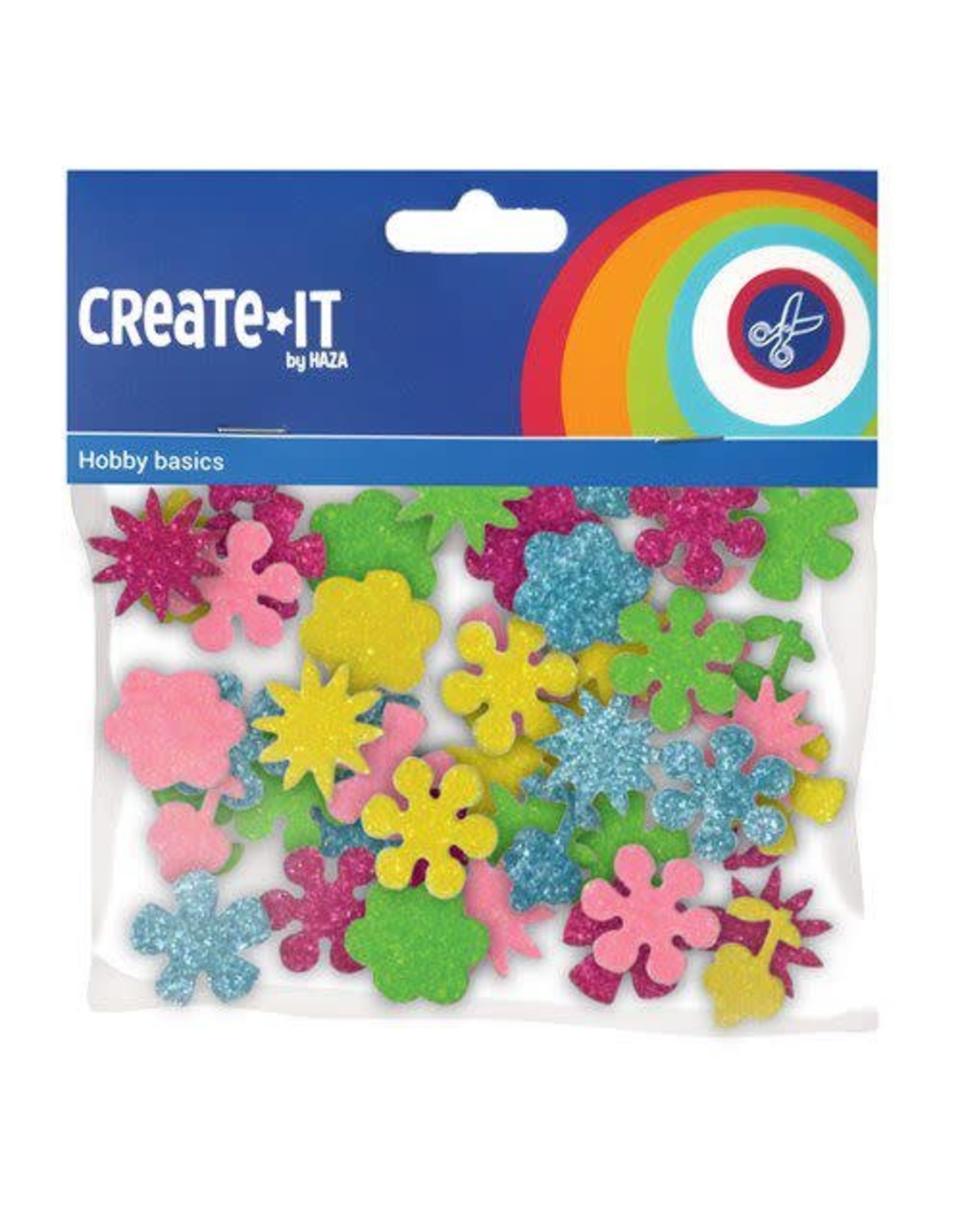 Create-It Haza Create-it Foam Bloemenmix Glitter  25 stuks