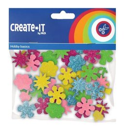 Create-It Haza Create-it Foam Bloemenmix Glitter  25 stuks