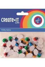 Create-It Haza Create-it Gekleurde Wiebel Ogen met Wimpers 40 stuks