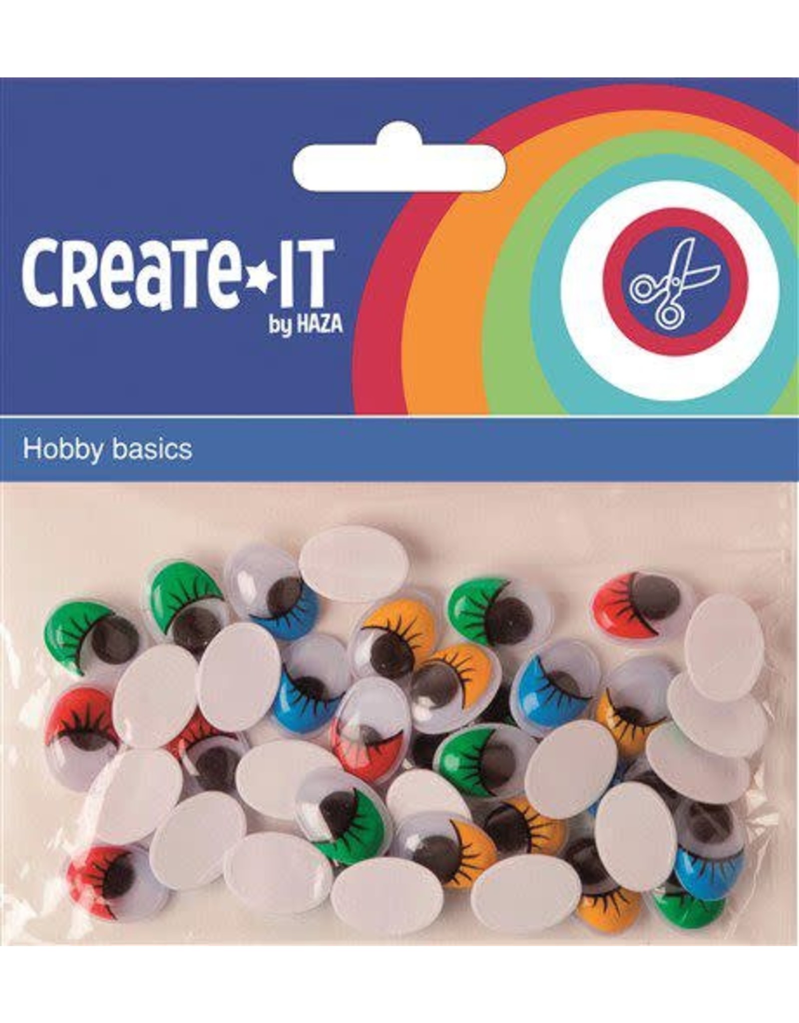 Create-It Haza Create-it Gekleurde Wiebel Ogen met Wimpers 40 stuks