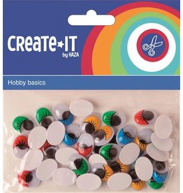 Create-It Haza Create-it Gekleurde Wiebel Ogen met Wimpers 40 stuks