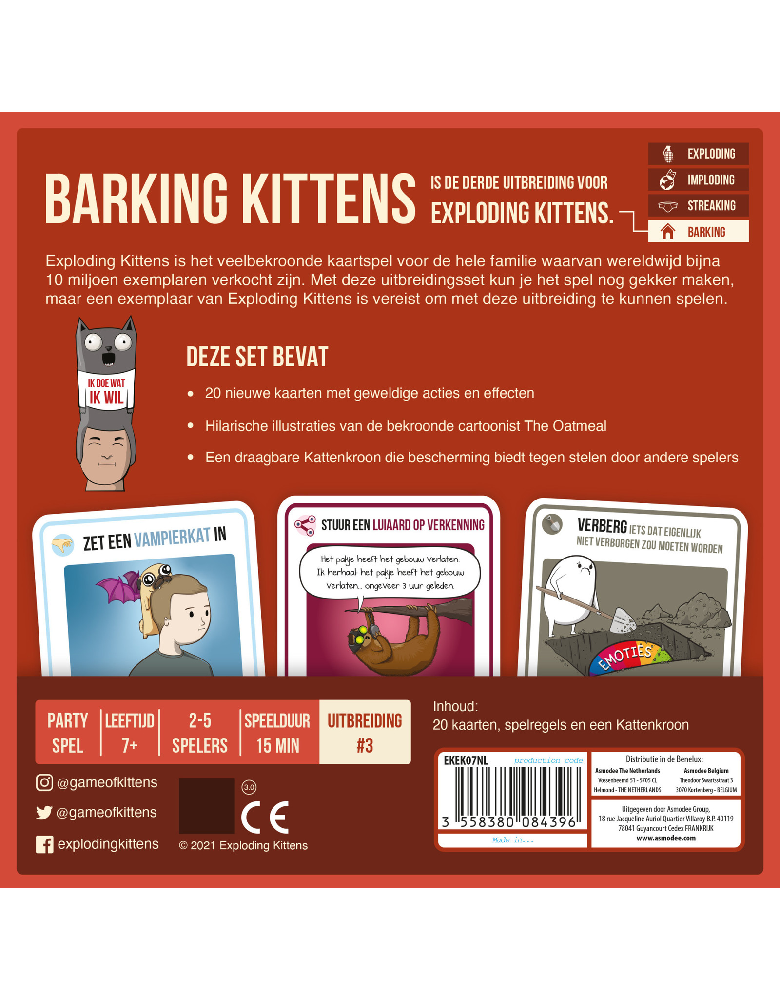 Asmodee Exploding Kittens Uitbreidingsset: Barking Kittens