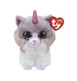 Ty Ty Beanie Boo's Asher de wit/grijs/paarse Kat 15cm